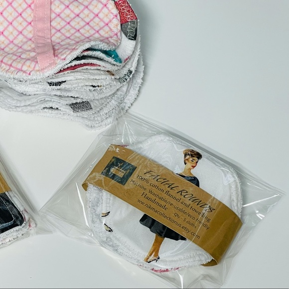 5 pc Cotton Reusable Makeup Remover Pads Wipes Washable Facial Rounds Handmade4” - Picture 6 of 11